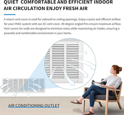 32 x 10 Vent Cover(Duct Opening Size),Air Return Vent Cover,Flat Vent Cover,Rejillas De Aire Acondicionado para Casa,Return Air Grilles,Outer Dimensions:33.75"Wx11.75"H(32"W x 10"H, Duct Opening)