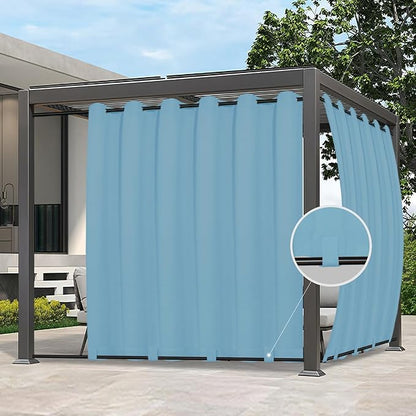 Easy-Going Outdoor Curtains for Patio 1 Panel, 110x120 inch, Sky Blue | by Easy-Going
