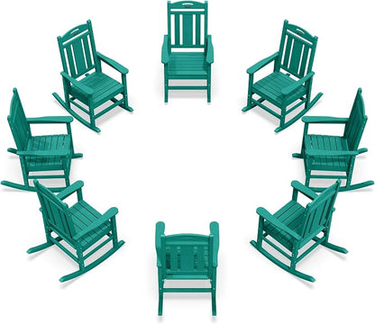 Oversized Outdoor Rocking Chairs Set of 8, 380lbs Heavy-Duty Large Patio Rocker by CIOKEA