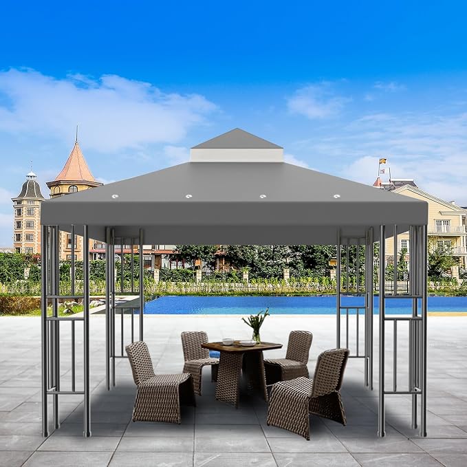 Sumfaller 10x10 FT Gazebo Replacement Canopy Top Cover | Double Tiered Canopy - Image 4