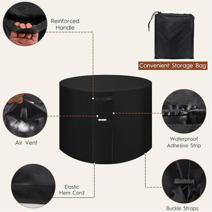 Fire Pit Cover Outdoor Round 32"D X 24"H Heavy-Duty Waterproof 600d Oxford Fading Resistant Tear-Resistant Patio Gas Fire Pit Table Cover