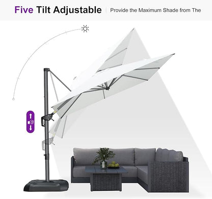 PURPLE LEAF Outdoor Umbrella 8' x 8' Square Premium Sun Protection White | - Image 9