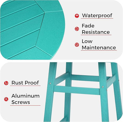 Costaelm Patio Bistro Table, 42" Counter Height Round Patio Cocktail Bar Table with Umbrella Hole, Outdoor Bistro Dining Pub Table for Front Porch Deck Backyard Garden, Turquoise