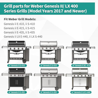 Stainless Steel Genesis II Grill Grates for Weber Genesis 2 Grill Parts Porcelain Enameled Flavorizer Bars Heat Deflector for Weber Genesis II E-410 S-410 II LX E-435 S-435 E-440 S-440 GS4
