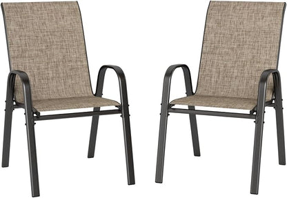 PHI VILLA Outdoor Stackable Dining Chair Set of 2, Textilene Mesh & Metal | by PHIVILLA