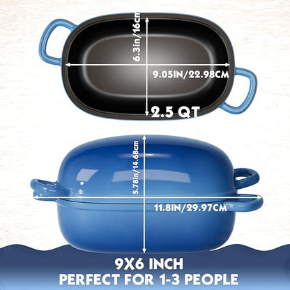 Dutch Oven for Bread Baking - 2.5QT Bread Pans for Homemade Bread Cast Iron Bread Pan With Banneton Bread Proofing Basket & Baking Supplies, Dutch Oven Loaf Pan with Lid for Homemade Breadmaking