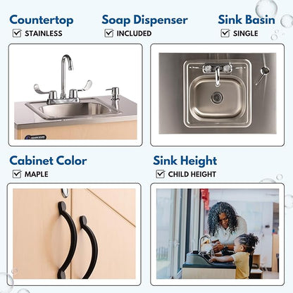 Ozark River Portable Sinks Lil Premier S1, Child Height Stainless Steel Self Contained Portable Sink with Hot Water for Kids, Hot Water Handwashing Station for Daycares & Classrooms