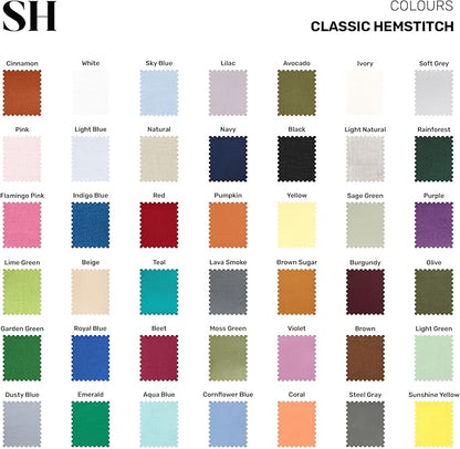 Solino Home Linen Indigo Blue Table Runner 90 Inches Long - 100% Pure Linen 14 x 90 Inch Table Runner for Winter, Spring, Easter - Classic Hemstitch