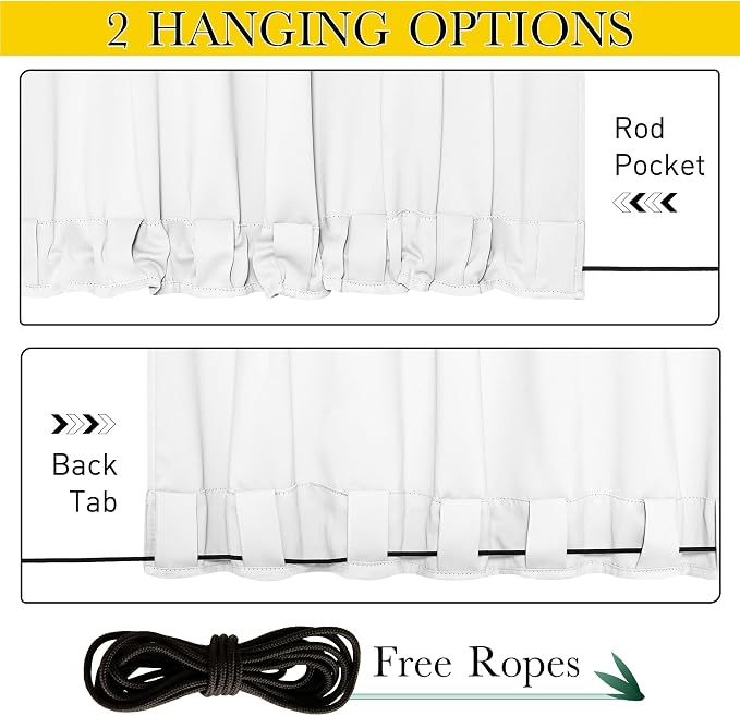 NICETOWN Outdoor Curtains Waterproof Fixed Bottom W52xL95 Prue White | Thermal - Image 2