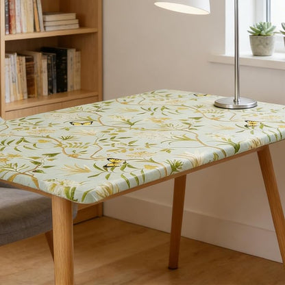 Rectangle Picnic Table Cloth, Elastic Waterproof Fitted Vinyl Tablecloths for 5 Foot Tables, Wipeable Flannel Backed Table Covers for Dining, Camping, Outdoor(Leaves,36"x60")