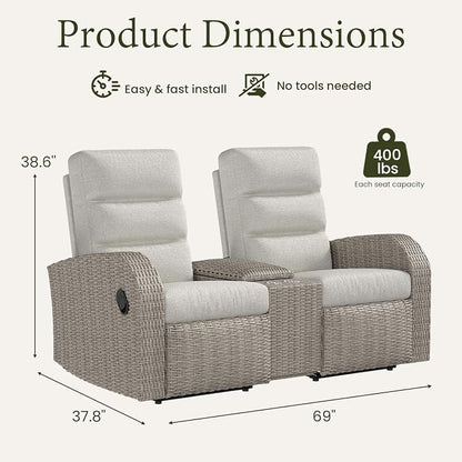 Oversized Wicker Outdoor Recliner Lovseat - Image 2