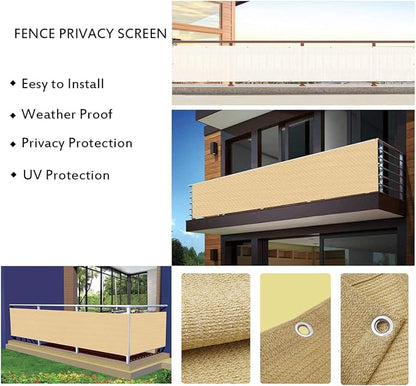 LOVE STORY Balcony Privacy Screen, 3.3' x19.7' Sand Deck Shield Screen Fence Cover (HDPE),UV Protection and Weather-Resistant,3 FT Height for Deck, Patio, Backyard, Outdoor Pool, Porch, Railing