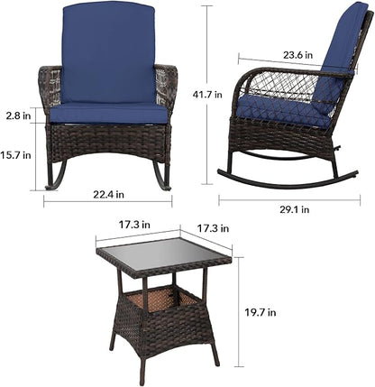 3 pcs Rocking Bistro Set Conversation Chairs - Image 4