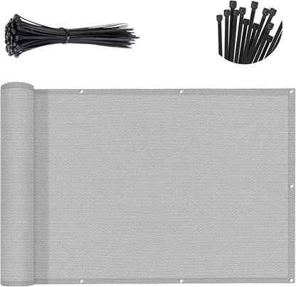SUNNY GUARD 3'x16' Light Grey Balcony Deck Privacy Screen Fence, Apartments Railing Screen, Heavy Duty Wind Screen for Outdoor, Deck，Backyard,Patio Privacy（We Make Custom Sizes）