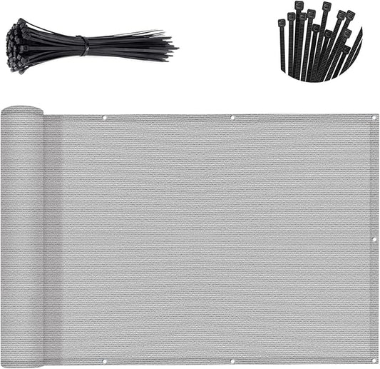 SUNNY GUARD 3'x16' Light Grey Balcony Deck Privacy Screen Fence, Apartments Railing Screen, Heavy Duty Wind Screen for Outdoor, Deck，Backyard,Patio Privacy（We Make Custom Sizes）