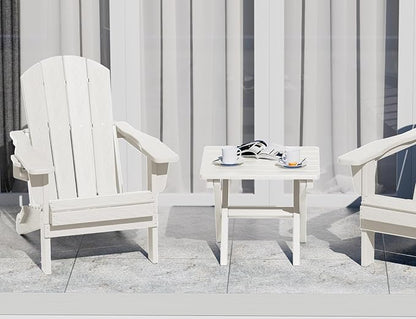 SERWALL Folding Outdoor Side Table Set of 2, Portable Adirondack Side Table, White
