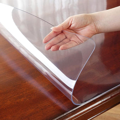 OstepDecor Clear Table Protector 20 x 42 Inch, 2mm Thick Plastic Table Cover, Waterproof PVC Clear Table Cover Protector, Desk Protector Mat, Writing Desk Pad for Desktop, Coffee & Dining Room Table