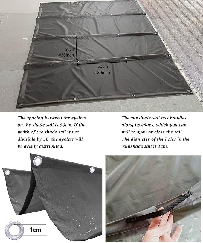 Retractable Wave Sun Shade Cloth 12' x 14' Sun Shade Sail Waterproof Polyester - Image 4
