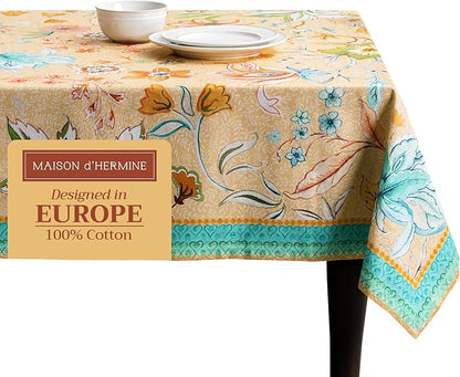Maison d' Hermine Table Cloth Rectangle Table 100% Cotton 70 x 120 Inches Tablecloth Reusable for Dining Room, Farmhouse, Home, Party, Festive & Wedding Spring Summer - Luxury Loft – Peach