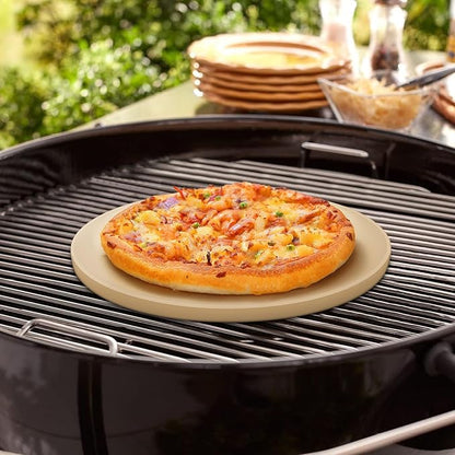 Unicook 12 Inch Round Pizza Stone, Heavy Duty Cordierite Bread Baking Stone for RV Oven, Grill and Toaster Oven, Ideal for Baking Crisp Crust Pizza, Bread, Cookies and More