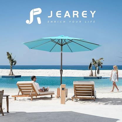 JEAREY 9FT Outdoor Patio Umbrella, Market Umbrella, Sky Blue | Outdoor Table - Image 7