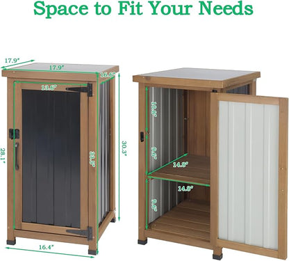 Small Outdoor Storage Cabinet Weatherproof, Wood Garden Potting Bench Table - Image 5