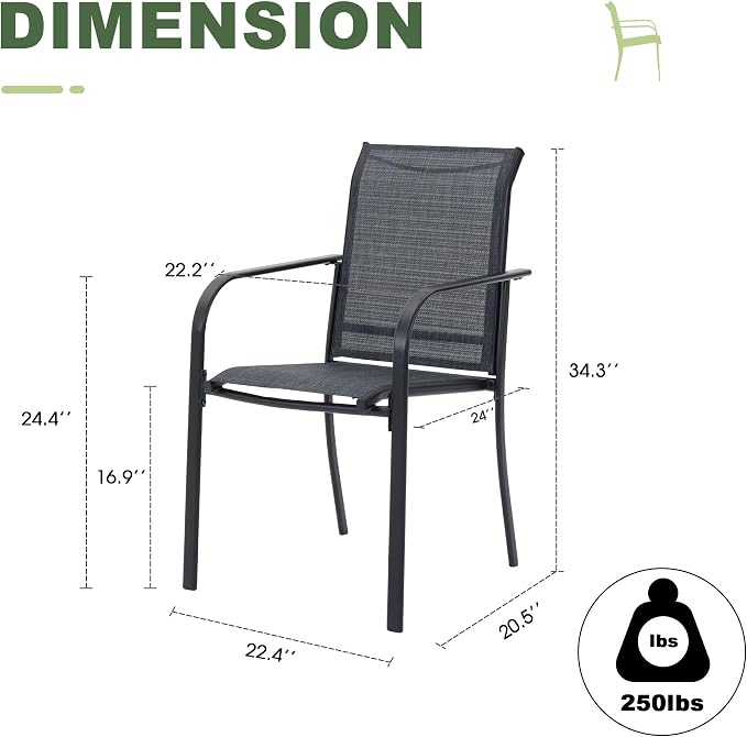 Outdoor Chairs Set of 4, Stackable Patio Dining Chairs - Image 3