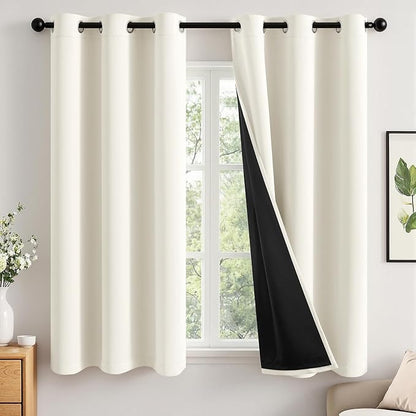 MIULEE Beige White 100% Blackout Curtains by MIULEE