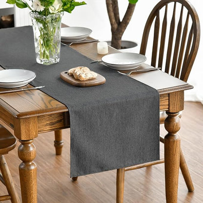 Artoid Mode Grey Table Runner, Seasonal Washable Kitchen Dining Table Decoration for Home Party Decor 13x108 Inch