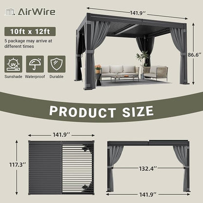 Airwire 10x12 FT Louvered Pergola - Image 2