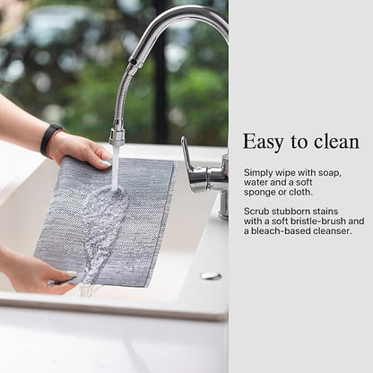 Placemats Set of 8 - Easy Clean Woven Vinyl Placemat for Dining Table, Indoor/Outdoor Place Mats, Washable PVC Table Mats（Gray）