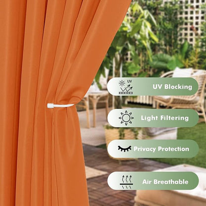Outdoor Curtains for Patio Waterproof 6 Pcs 54x84 Inch Mecca Orange | Outsides - Image 3