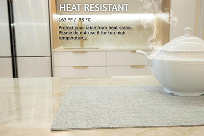 Placemat Set-Washable Place Mats for Parties, Elegant Table Mats for Kitchen Table, Set of 4 Dining Table Placemats, Heat-Resistant Cloth Placemats for Indoor and Outdoor,13x19-Gray