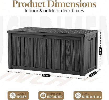 ROJIK 150 Gallon Outdoor Storage Box Waterproof, Weatherproof Deck Boxes - Image 3