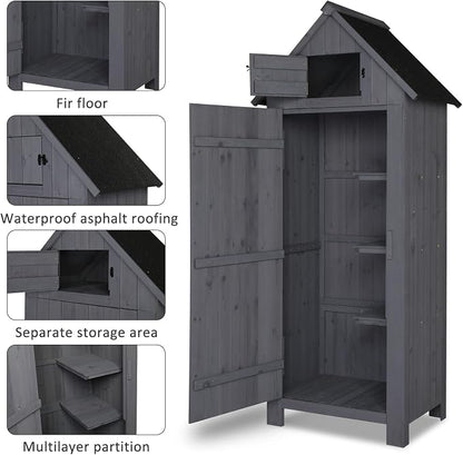 Outvita Outdoor Storage Shed, 70 Inch, Waterproof Tool Storage Cabinet - Image 2