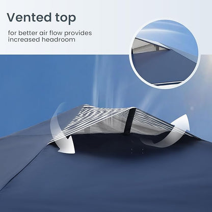 PHI VILLA Pop Up Canopy 10 10 Tents for Parties with Wheeled Bag, Portable Lightweight Folding w/Adjustable Height,Blue and White Stripes