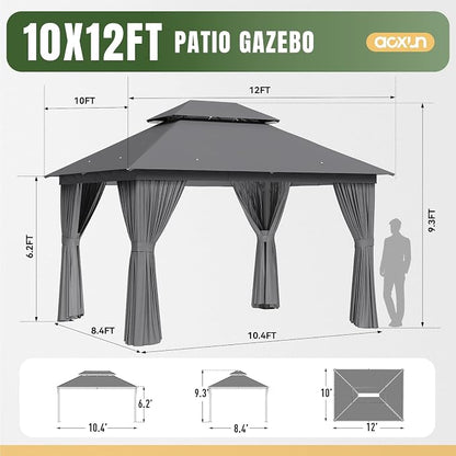 Aoxun 12x10 Gazebo Metal Frame Canopy Tent - Image 6