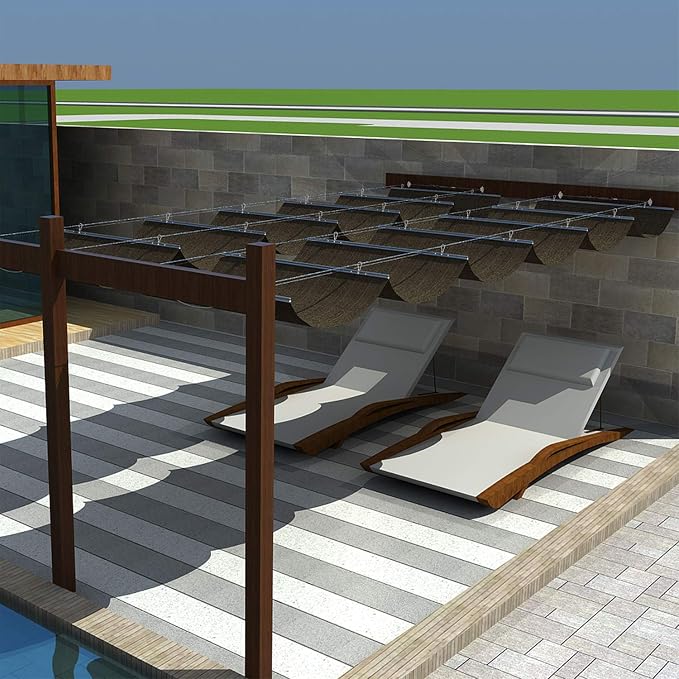Windscreen4less 7' x 21' Retractable Sun Shade Canopy Cover Sliding Wave Shade - Image 7