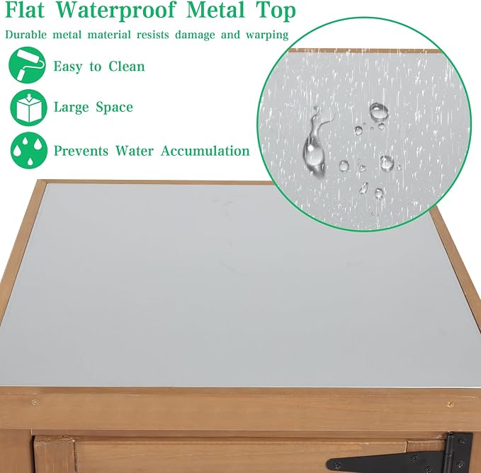 Tall Outdoor Storage Cabinet, Weatherproof Wooden Garden Potting Bench - Image 7