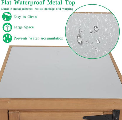 Tall Outdoor Storage Cabinet, Weatherproof Wooden Garden Potting Bench - Image 7