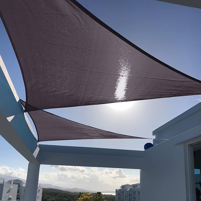 SUNNY GUARD Custom Size 8'x11'x13.6' Dark Grey Sun Shade Sail Right Triangle UV by SUNNYGUARD