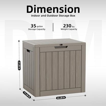 35 Gallon Outdoor Storage Box, Lockable Waterproof Deck Box - Image 2
