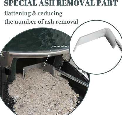 BBQ Ash Tool for Big Green Egg Stainless Steel Ash Tool Poker for Kamado Joe Charcoal Smoker Wood Burning Stove Ash Rake,Ash Tool for Other Charcoal Grills Corner Cleaner Accessories 17.5"
