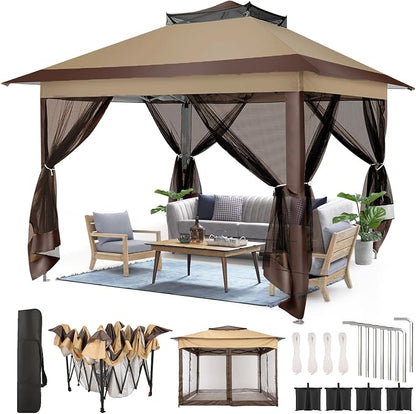 COBIZI 11x11 Pop Up Gazebo Canopy Tent Outdoor Gazebo Waterproof Upgrade Easy by COBIZI
