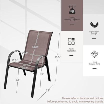 Giantex Patio Chairs Set of 4, Stackable Outdoor Dining Chairs - Image 3