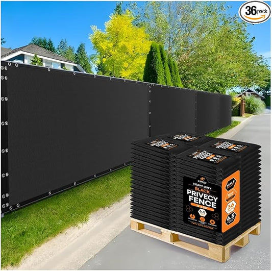 Xpose Safety Privacy Fence Screen 6’ x 50’ (36 Pack) – Heavy Duty Black Mesh with 90% Visibility Block, UV Protection – Includes Cable Ties – for Garden, Yard, Nursery, Kennel, Dog Run, Greenhouse