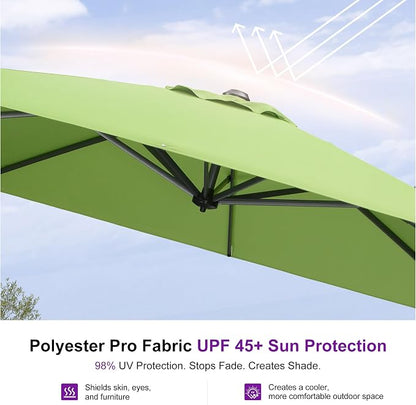 PURPLE LEAF Patio Umbrella Outdoor 10' x 10' Square Easy Setup Apple Green | - Image 5