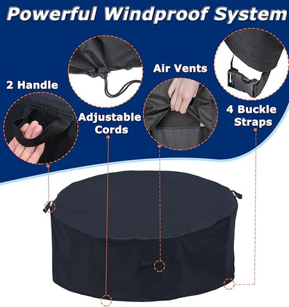 Round Patio Furniture Covers - 90" Dia Waterproof Table & Fire Pit Cover - Anti-Fading for Outdoor Dining Sets