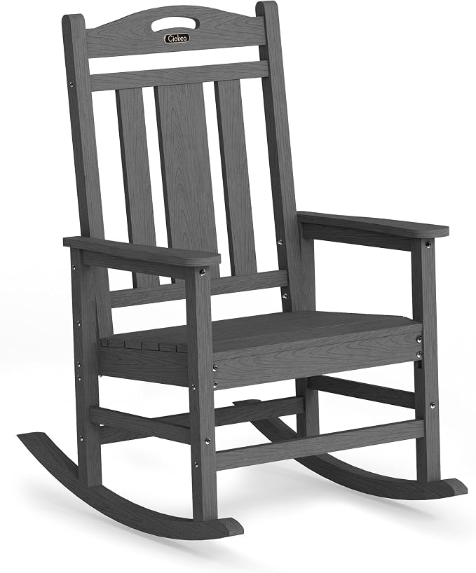 Oversized Outdoor Rocking Chair, 380lbs Heavy-Duty Large Patio Rocker, High by CIOKEA