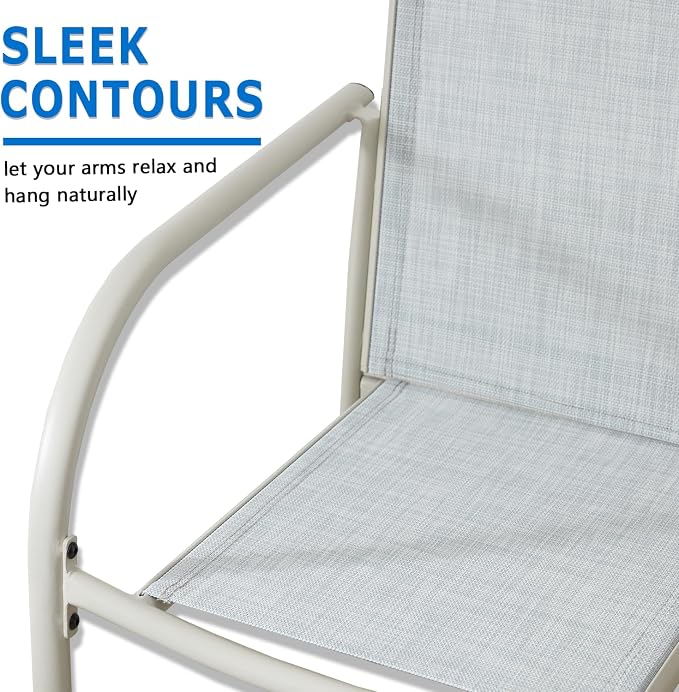 Outdoor Dining Chairs Set of 4, Stackable Patio Chairs - Image 4